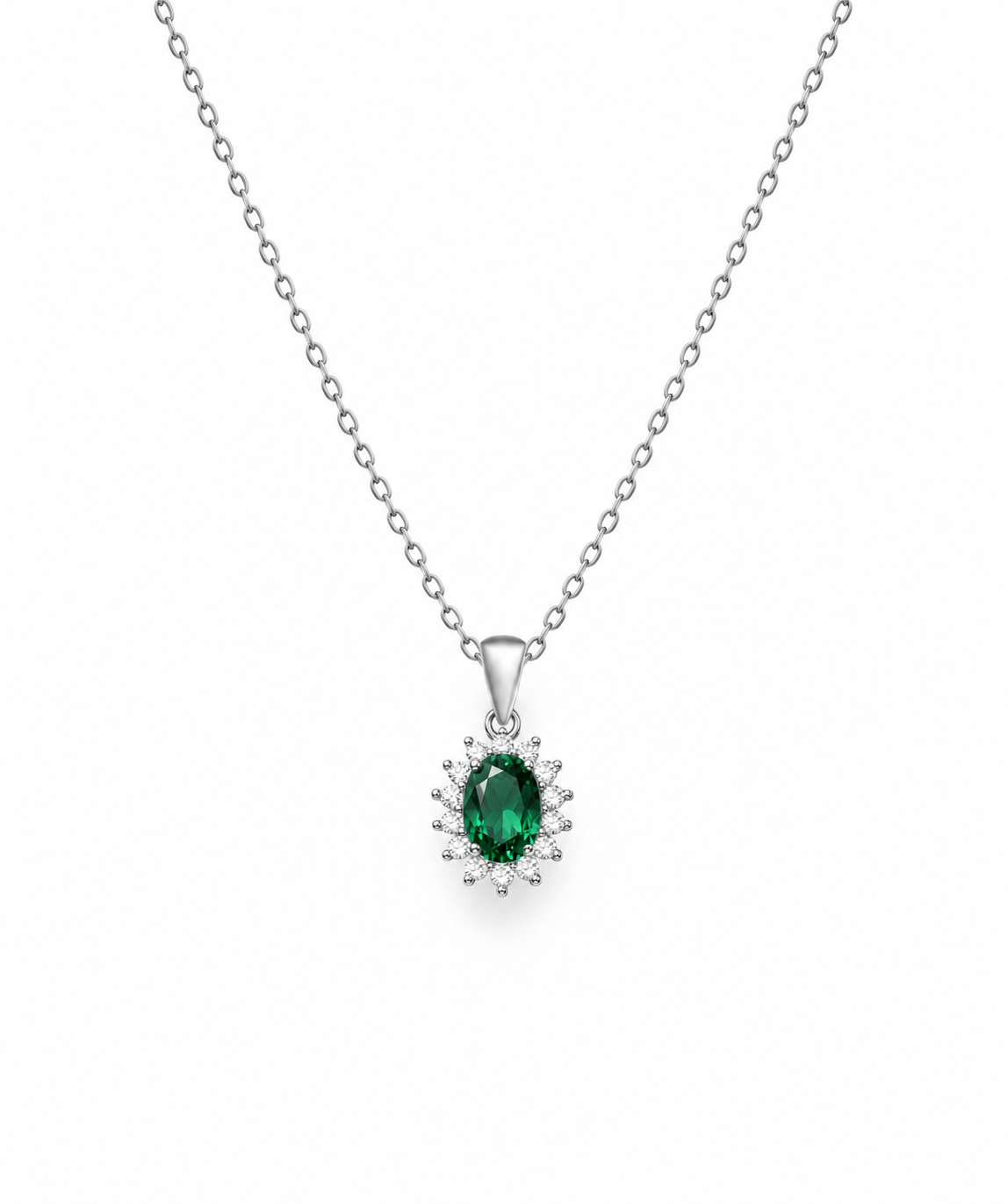 Emerald Halo Necklace