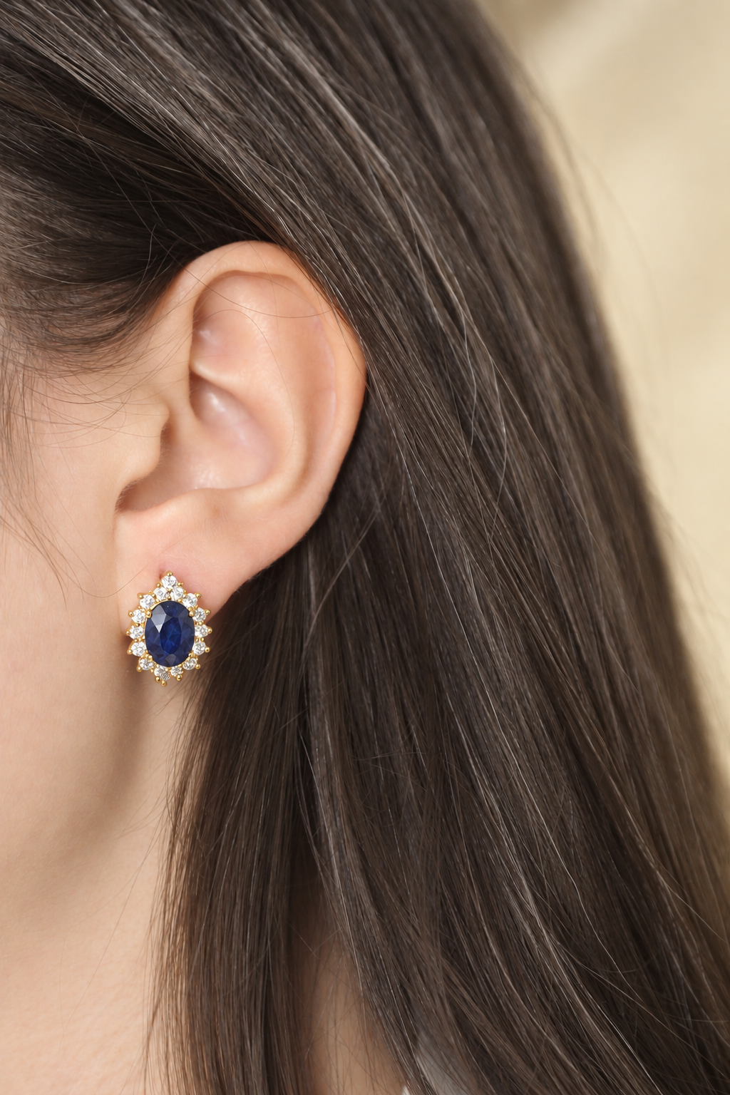 Sapphire Halo Stud Earrings